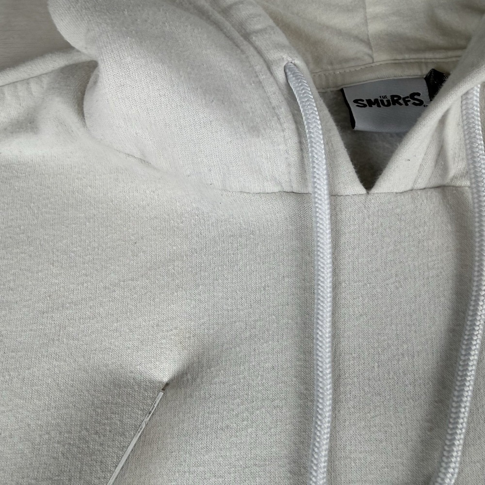 Smurfs Graphic Pullover Hoodie Small White Mushroom‎ Cartoon Streetwear Airbrush - Picture 8 of 10